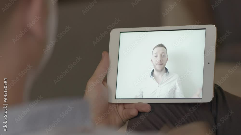 People Having A Video Call Conference Talking Together on Mobile Tablet Screen People Having A Video Call Conference Talking Together on Mobile Tablet Screen