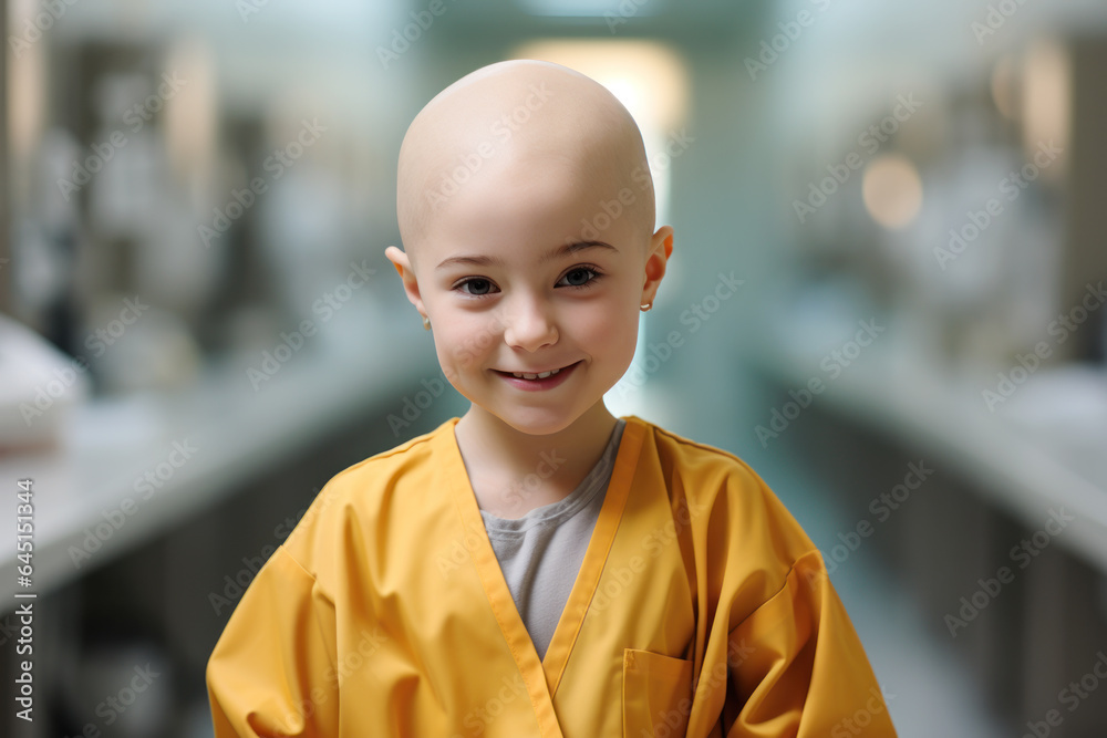 Strong girl survivor of cancer disease, innocent, bald drug chemotherapy effects, breast cancer awareness Strong girl survivor of cancer disease, innocent, bald drug chemotherapy effects, breast cancer awareness