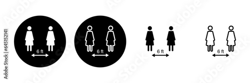 Social distancing icon set. social distance icon. self quarantine sign