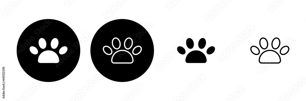 Paw icon set. paw print icon vector. dog or cat paw Paw icon set. paw print icon vector. dog or cat paw