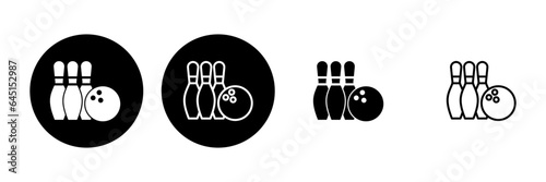 Bowling icon set. bowling ball and pin icon. bowling pins