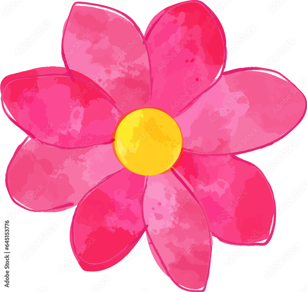 Fototapeta premium Pink Flower Watercolor Paint Design