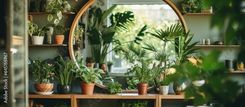 Mirrored home decor with indoor plants © Lasvu