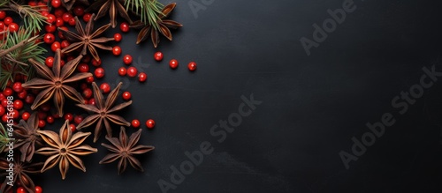 Holiday decoration Chinese dried fruit Space for text.