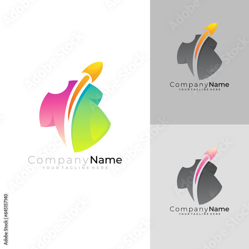 Symbol rocket logo and shirt design combination, laundry logos