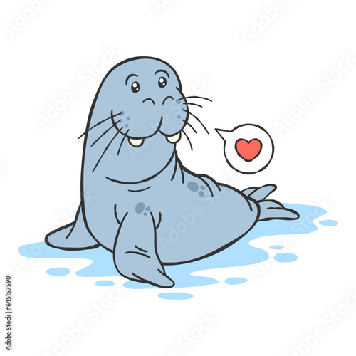 Cute Walrus Cartoon Character