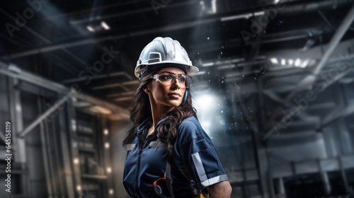 portrait of a woman wearing a helmet