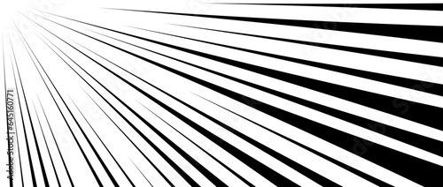 Diagonal speed lines background. Comic book explosion lines wallpaper. Abstract black and white flash frame design. Manga or anime cartoon light beam sun burst. Pop art blast or bang effect. Vector