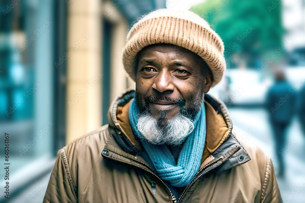 portrait of a homeless person on abstract city background. High quality photo created with generative ai technology portrait of a homeless person on abstract city background. High quality photo created with generative ai technology