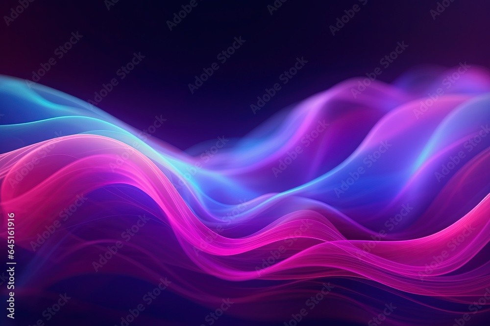 Naklejka premium abstract futuristic background with pink blue glowing neon moving high speed wave lines and bokeh lights. Data transfer concept Fantastic wallpaper