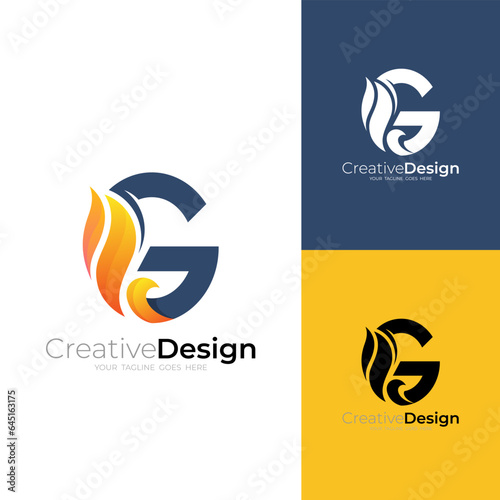 Bonfire logo with letter G design template, simple icons
