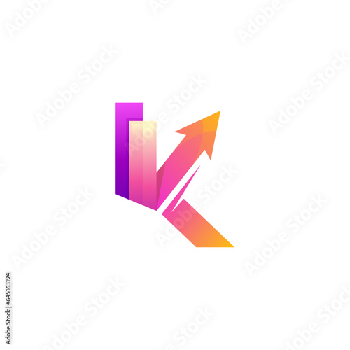 Letter K logo and arrow design combination, 3d colorful Free Download Letter K logo and arrow design combination, 3d colorful - GFXLoad