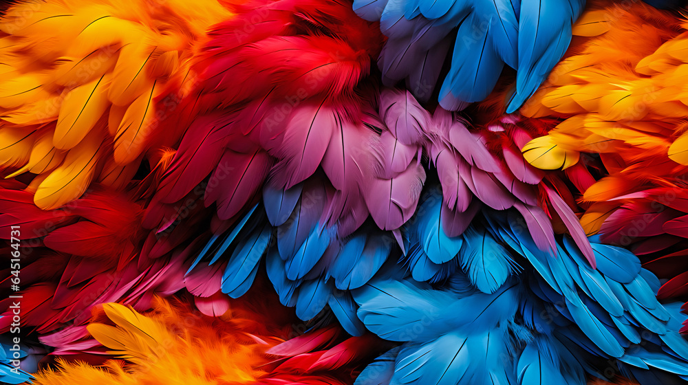 Fototapeta premium seamless pattern of Beautiful bird feathers, Scarlet Macaw feathers pattern background