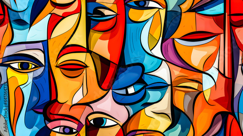 Seamless pattern of colorful background Showing abstract face pattern