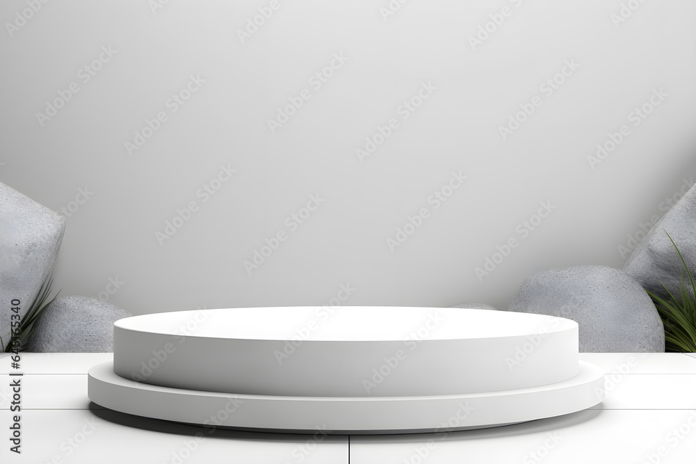 3D Stone podium for display minimal product display presentation cosmetic products branding, Empty stage platform identity and packaging design, ai generate 3D Stone podium for display minimal product display presentation cosmetic products branding, Empty stage platform identity and packaging design, ai generate