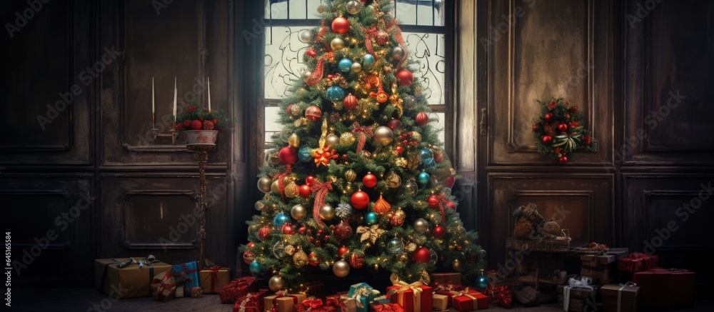 Christmas tree adorned with decorations