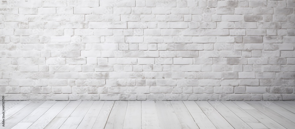 Interior patterns and textures for walls and floors in white brick and tile.
