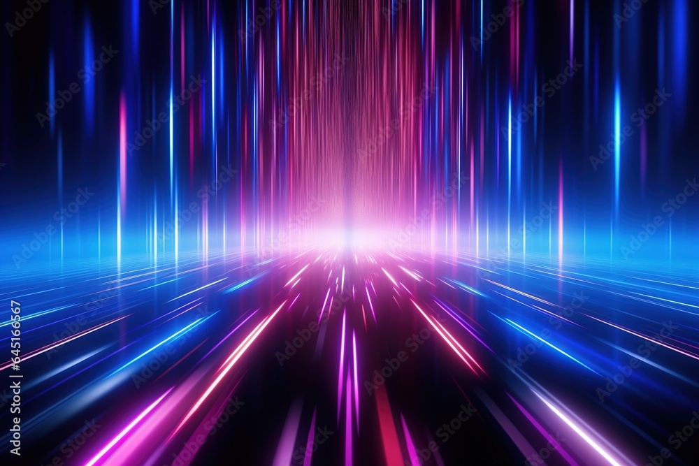 Fototapeta premium abstract futuristic background with gold PINK blue glowing neon moving high speed wave lines and bokeh lights. Data transfer concept Fantastic wallpaper