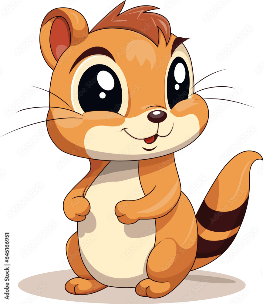 Cute Chipmunk Cartoon On White Background Cute Chipmunk Cartoon On White Background