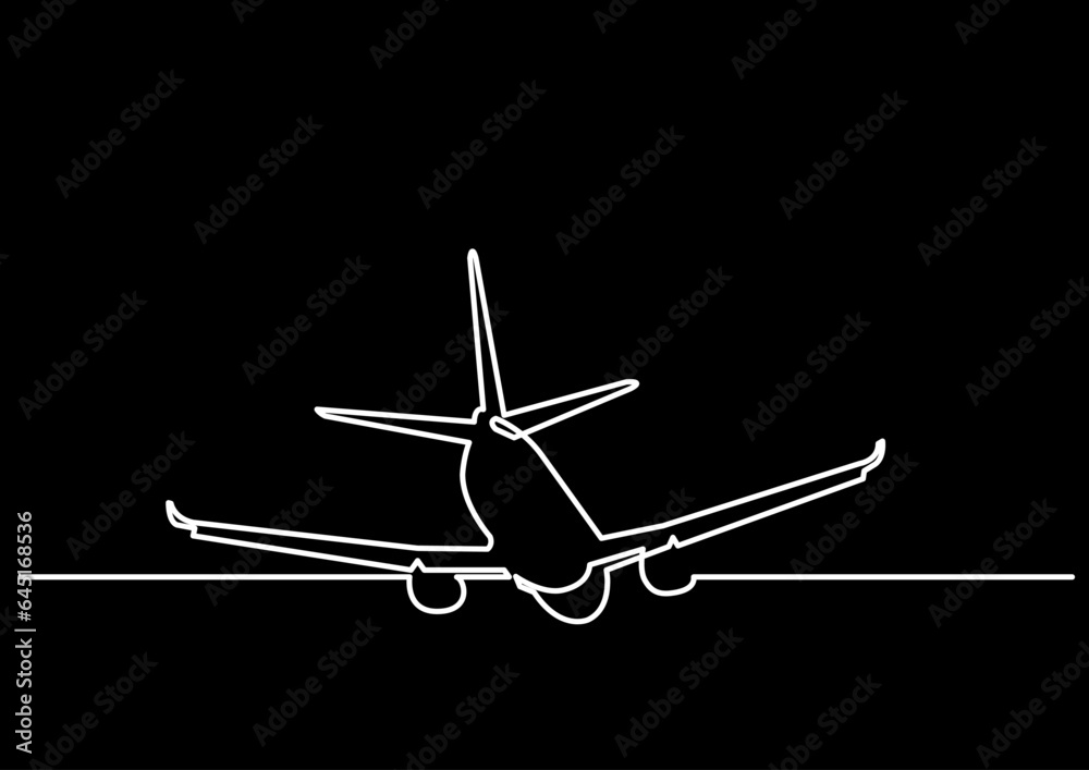 continuous line drawing vector illustration with FULLY EDITABLE STROKE of airplane transportation background continuous line drawing vector illustration with FULLY EDITABLE STROKE of airplane transportation background