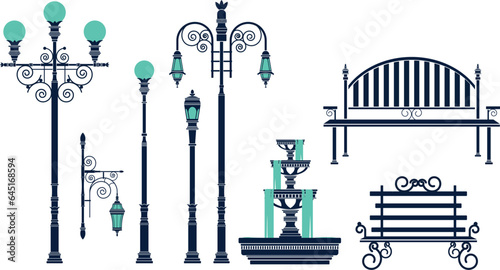Lamp and Chair Park Vector