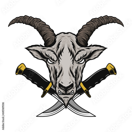 goat head and blade illustration