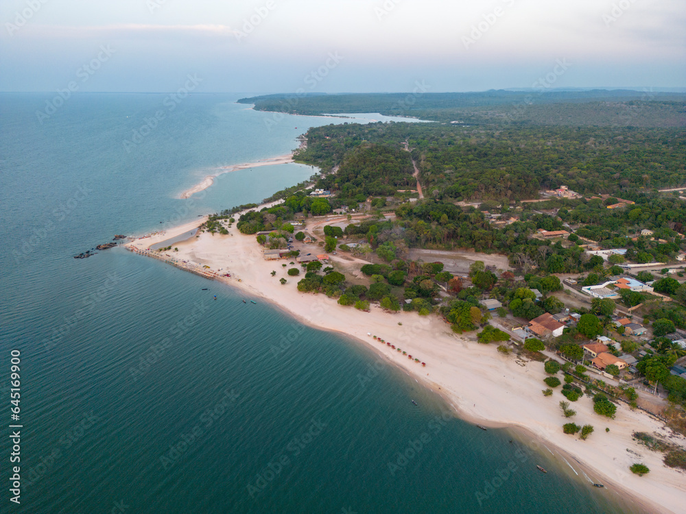 Evening mood at Praia da Ponta de Pedras, also know as beach stones tip,  between Alter do Chão and Santarém in Brasil - Traveling South America