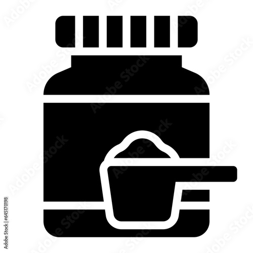 Whey or protein powder solid glyph icon