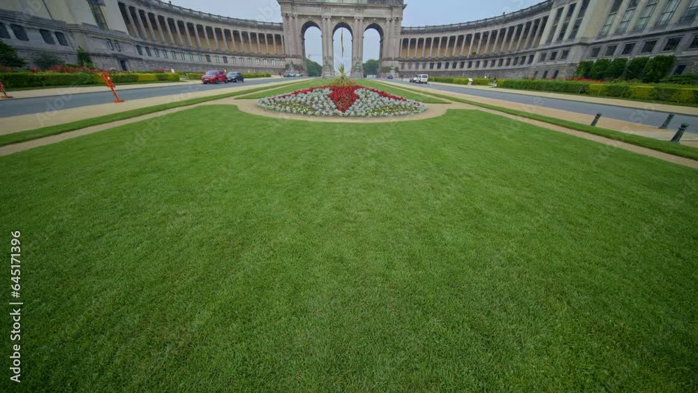 Parc Du Cinquantenaire In Brussels, Belgium - Wide, Dolly, Tilt Shot