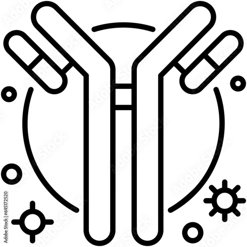 Antibody Icon. Antigen Molecule Bond Symbol Stock Illustration. Vector Line Icons For UI Web Design And Presentation