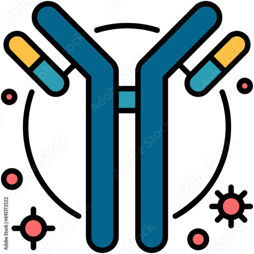Antibody Icon. Antigen Molecule Bond Symbol Stock Illustration. Vector Filled Line Icons For UI Web Design And Presentation