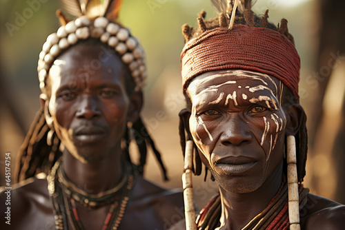 local tribal men in Africa village