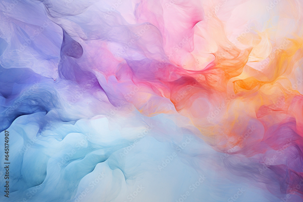Abstract background of watercolor in blue, orange and pink tones.