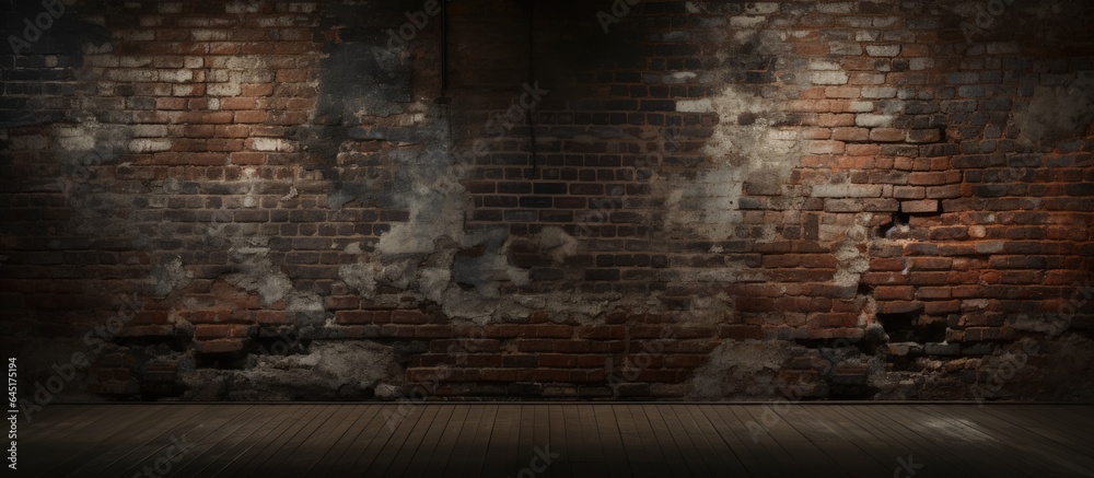 Old vintage brick wall as a gray background in space.