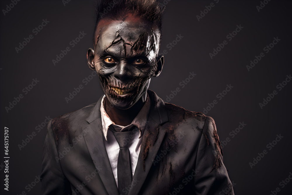studio portrait of zombie black man wearing business suit studio portrait of zombie black man wearing business suit