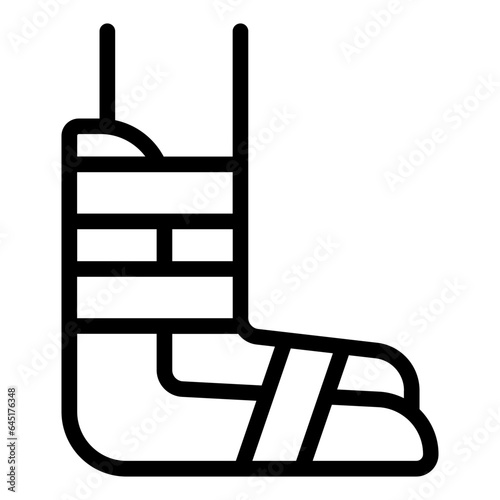 Splint for fracture injury outline icon