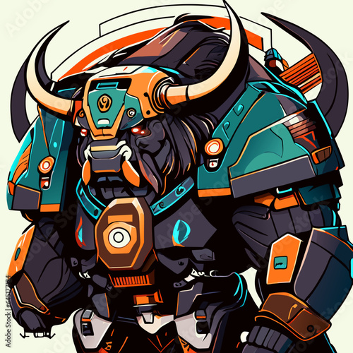 bison robot monster cartoon