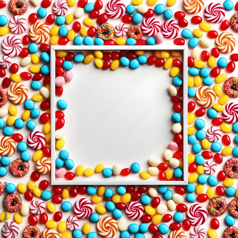 frame with candies