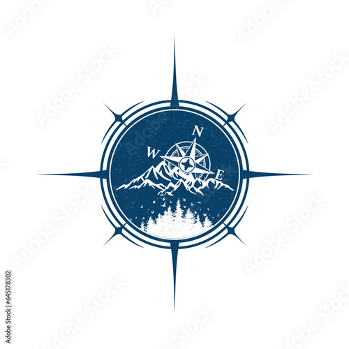 Mountains compass forest symbol