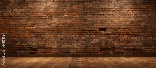 wooden wall and brick floor