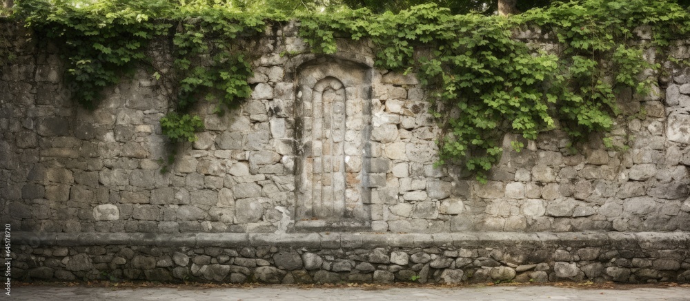 Wall made of stone at religious building.