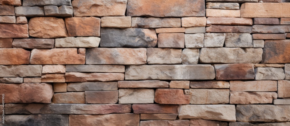 Abstract stone wall with blank stone tile cladding