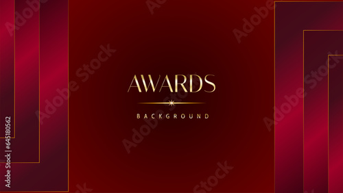 Red maroon golden royal awards graphics background. Golden sidelines. Modern template grand luxury premium corporate abstract design template trophy banner certificate.