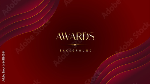 Red maroon golden royal awards graphics background. Golden sidelines. Modern template grand luxury premium corporate abstract design template trophy banner certificate.