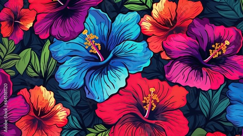 a lively and colorful stylish retro aloha pattern
