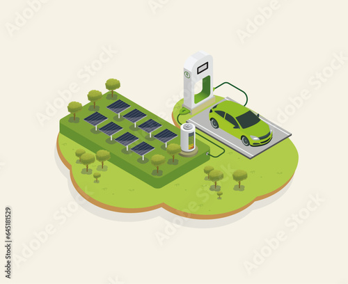 Business plan for electric vehicle charg station ,EV Charging station,lifestlye charging ecosystem isometric vector isolated.