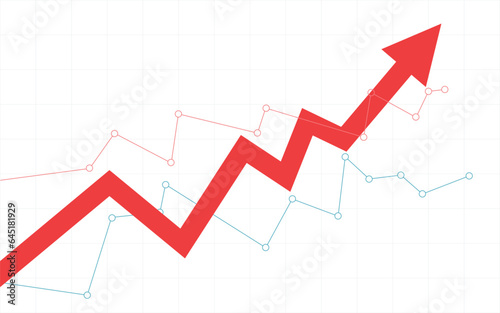 Canvas Print rising up stock market red arrow graph diagram financial business profit progres