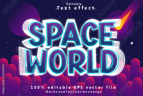 Space World Editable Text Effect 3D Neon Style