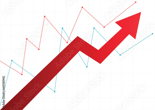 rising up stock red arrow graph diagram financial business profit progress economic boom