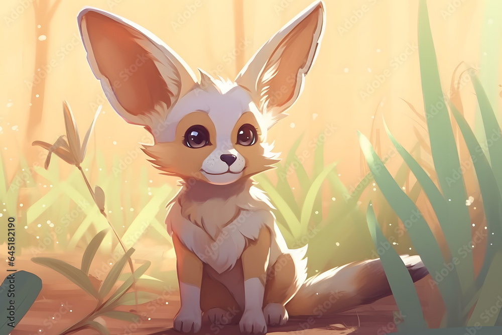 fennec fox illustration style Made with Generative AI